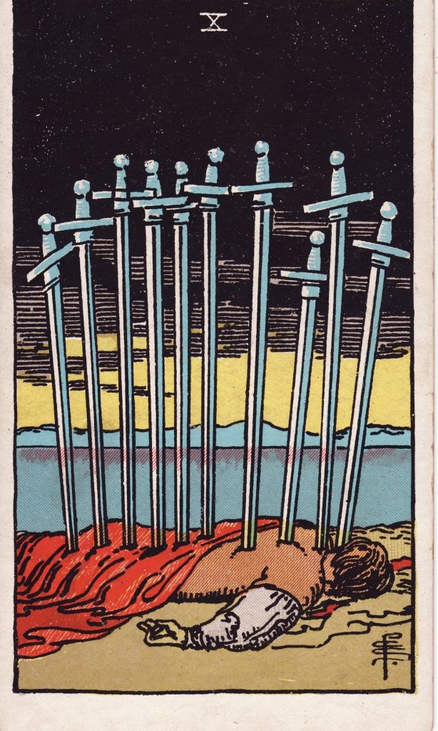 Lá Bài Tarot Hằng Ngày 2026-06-04 – 10 Kiếm (Chính Vị)